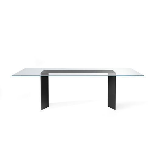 Contemporary boardroom table - DOLM - Gallotti&Radice - glass / wooden base / tempered glass base