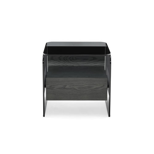 Contemporary bedside table - HOLLY COMODINO - Gallotti&Radice - ash / stained wood / tempered glass base