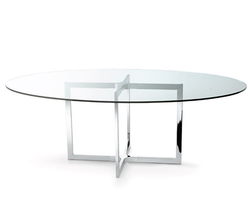 Contemporary coffee table - RAJ 4 LIGHT - Gallotti&Radice - glass / stainless steel base / round