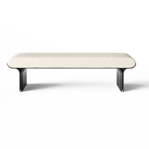 Contemporary upholstered bench - STAMI - Gallotti&Radice - fabric / lacquered wood / leather