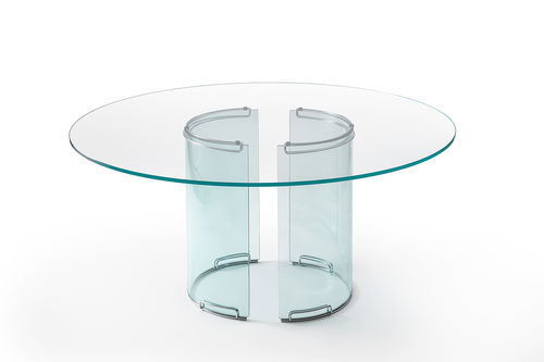 Contemporary boardroom table - ADAM - Gallotti&Radice - glass / glass base / round