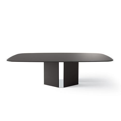 Modern dining table - EYL - Gallotti&Radice - glass / wooden base / tempered glass base