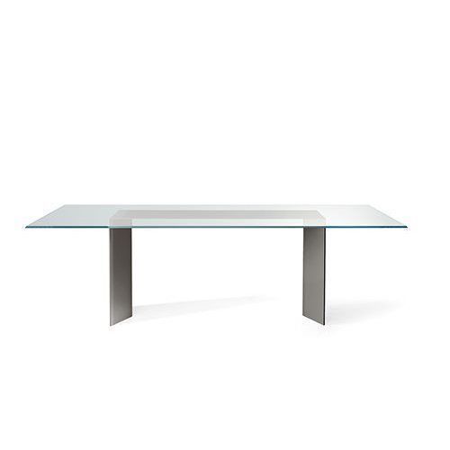 Contemporary table - DOLM - Gallotti&Radice - glass / wooden base / tempered glass base