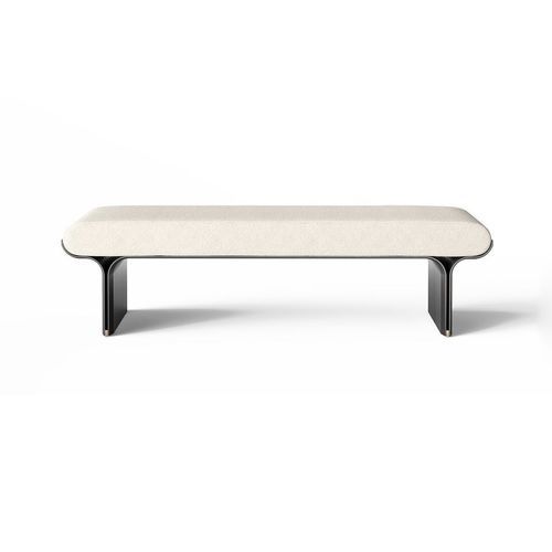Contemporary bench - STAMI - Gallotti&Radice - polished brass / leather / polyurethane foam