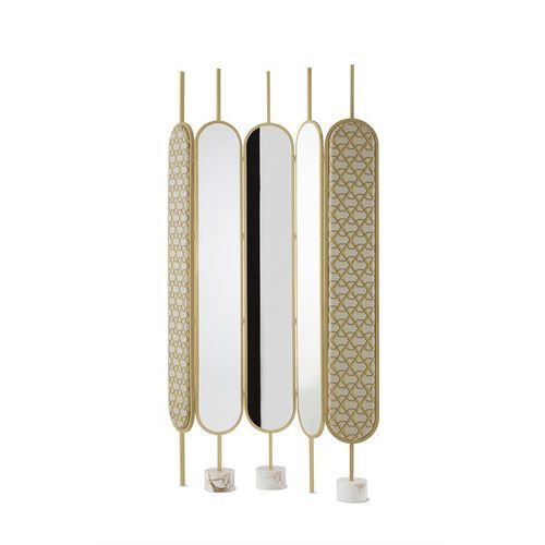 Wooden room divider - CHLO&Eacute; - Gallotti&Radice - metal / brass / marble