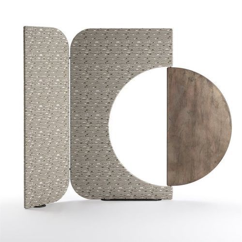 Metal room divider - ENSO - Gallotti&Radice - fabric / lacquered metal / silver-colored