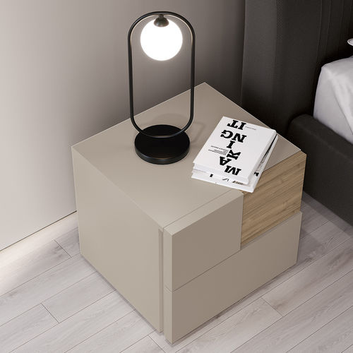 Contemporary bedside table - JEAN - Febal Casa - melamine / rectangular / with drawer