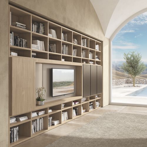 Free-standing bookcase - TRENTA 02 - Febal Casa - modular / high / contemporary