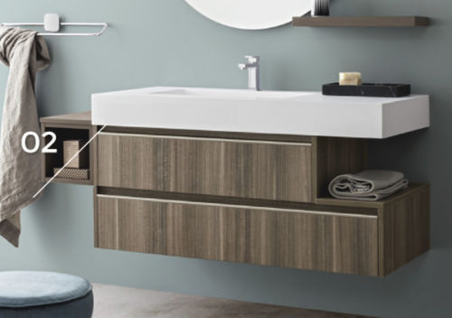Wall-mounted washbasin cabinet - MOVIDA: 02 - Cerasa - wooden / contemporary / with drawers