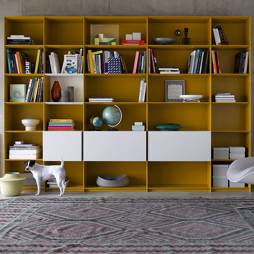 Free-standing bookcase - GRID - interlübke - contemporary / lacquered wood