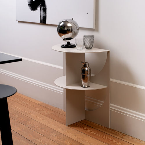 Contemporary sideboard table - PICAL  - interlübke - lacquered metal / lacquered metal base / half moon