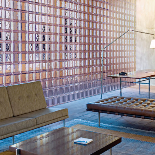 Rectangular glass brick - TURQUOISE 1919/8 WAVE - SEVES GLASSBLOCK - square / sandblasted / for interior walls