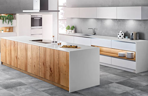 Contemporary kitchen - Loft - SAGNE - oak / natural oak / medium-size