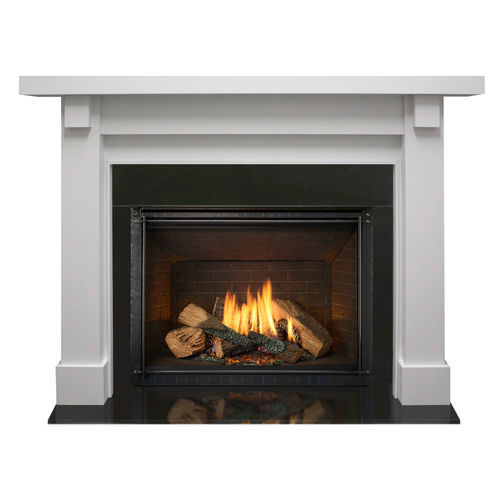 Traditional fireplace mantel - Battlefield  - HEAT & GLO® - stone / wooden / white