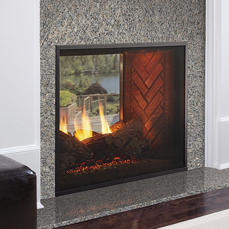 Gas fireplace - FORTRESS SEE-THROUGH - QUADRA-FIRE - built-in / double-sided / outdoor