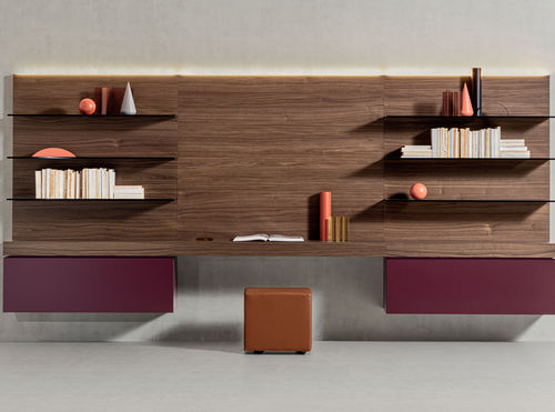 Contemporary living room wall unit - SPAZIO - PIANCA - lacquered wood