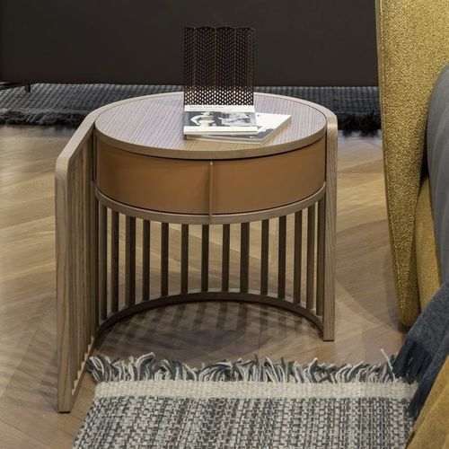 Contemporary bedside table - PALÙ - PIANCA - oak / oak base / round