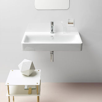 Wall-mounted washbasin - SAND: 9022111  - GSI - ceramic / with adjustable mirror / rectangular
