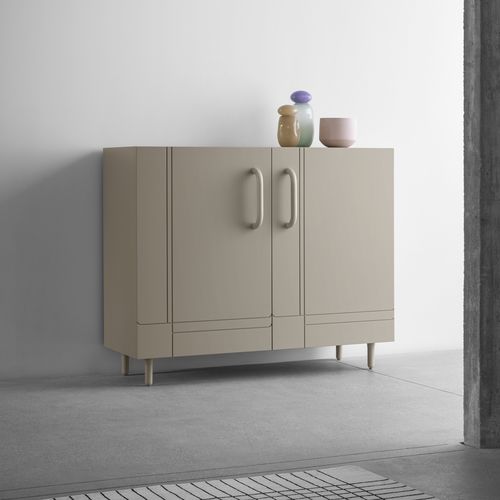 Contemporary sideboard - Dalila - miniforms - lacquered wood / with swing doors / 4-legged