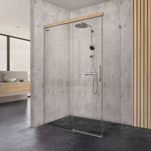 Glass shower enclosure VIVA DUSCHOLUX AG aluminum / with sliding door / corner