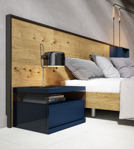 Contemporary bedside table - LYON CRISTAL - MUEBLES MESEGUE, S.A. - lacquered wood / rectangular / square