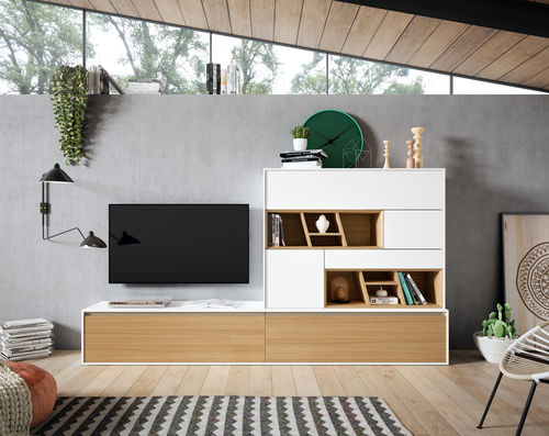 Contemporary living room wall unit - 21 COVER - MUEBLES MESEGUE, S.A. - wooden / for TV / with drawer