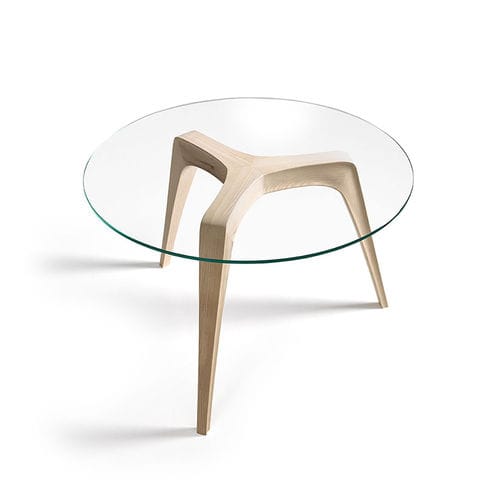 Contemporary side table - ICON - FRAJUMAR- BELTA - tempered glass / ash base / round