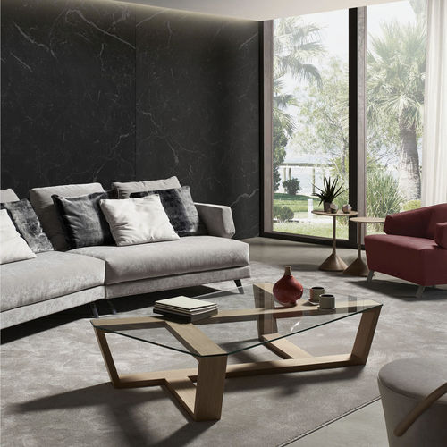 Contemporary coffee table - AGOL - FRAJUMAR- BELTA - glass / oak base / rectangular