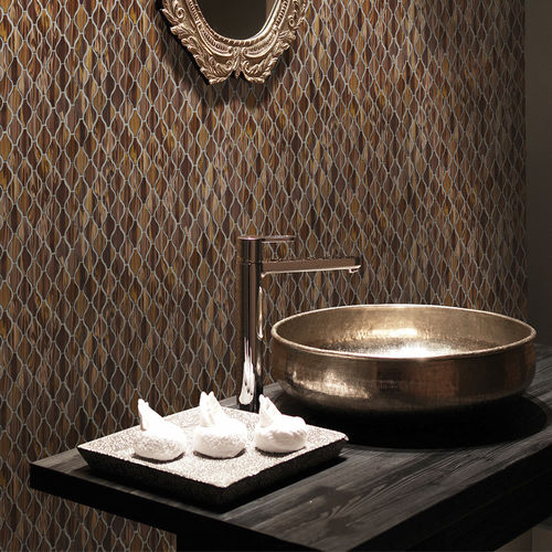 Glass mosaic tile - GRE304 - Gong Loon Industries Ltd. - gold / textured / indoor