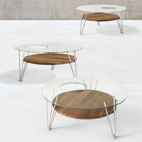 Contemporary coffee table - H-121 - Dale Italia - glass / metal / walnut