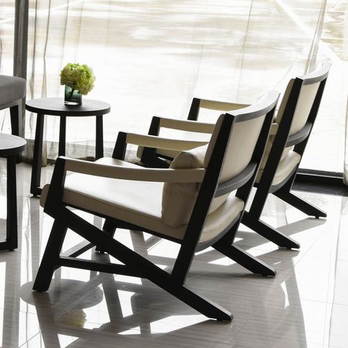 Contemporary armchair - CAVALLI : RÉF. 26406 - OVATION Paris - fabric / wooden / white