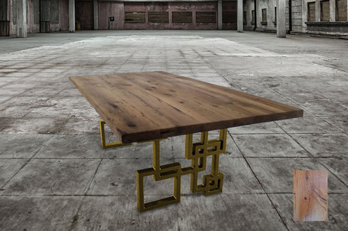 Contemporary dining table - WAGNER: 24002 - OVATION Paris - wooden / lacquered metal base / brass base