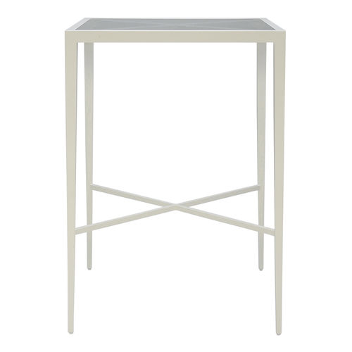 Traditional high bar table - AZIMUTH  - JANUS et Cie - tempered glass / aluminum / square