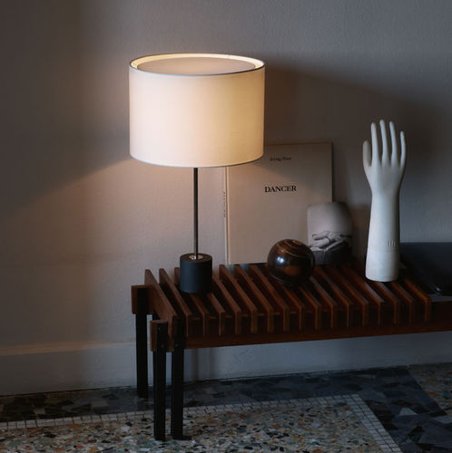 Table lamp - KILO TL - Kalmar Werkstaetten - steel / fabric / contemporary