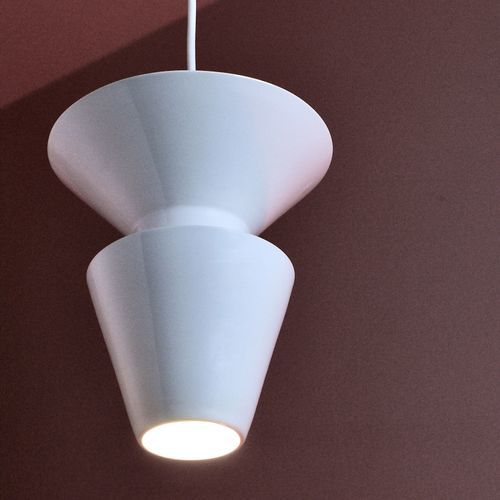 Pendant lamp - TWIN 1.2_glossy white - neo - ceramic / minimalist design / corded