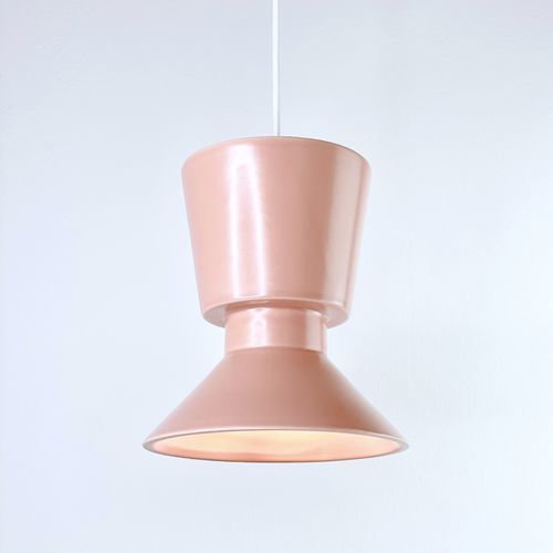 Pendant lamp - TWIN 2.1_matte salmon - neo - ceramic / minimalist design / corded
