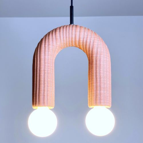 Pendant lamp - DUO_husk0554 - neo - fabric / ceramic / minimalist design