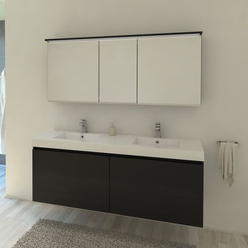 Double washbasin cabinet - M1 - ALKE - wall-hung / oak / contemporary