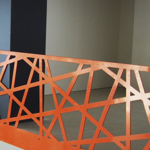 Metal railing - BPLAN - with panels / laser-cut / indoor