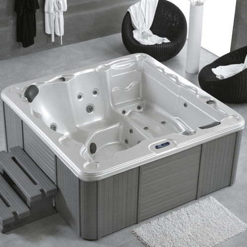 Above-ground hot tub - DELOS - SANYCCES - square / 5-person / wooden