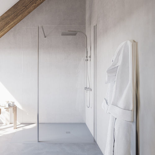 Swing shower screen - NEW LISBOA - SANYCCES - high / reversible / tempered glass