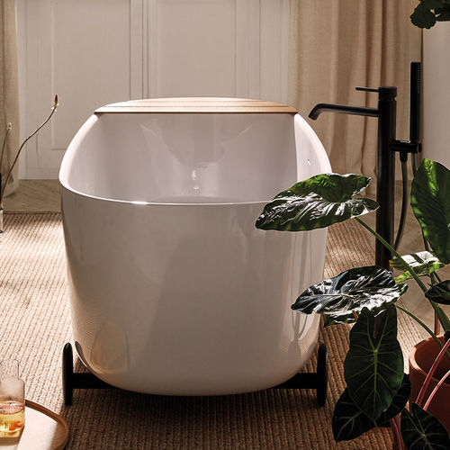 Oval bathtub - CALMA - SANYCCES - integrated / freestanding / for homes