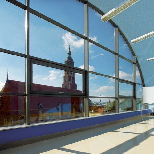 Stick system curtain wall - JANSEN VISS TV - WISNIOWSKI - glass / aluminum / steel