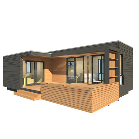 Prefab micro-house - DUO 36 + 12 - Sustain design studio - contemporary / wooden / single-story