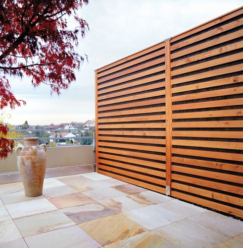 Prefab noise barrier - LIMES - Braun Wuerfele - pine / larch / for fencing