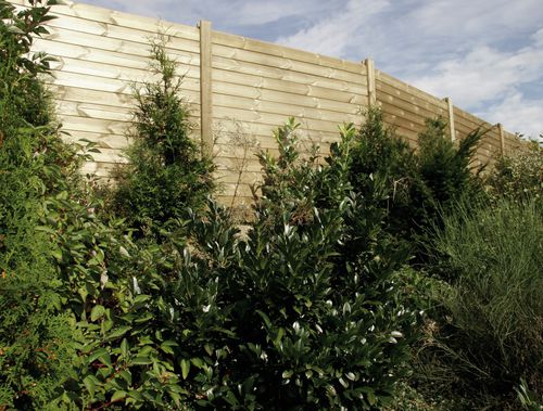 Prefab noise barrier - HORIZONTAL - Braun Wuerfele - pine / larch / for fencing
