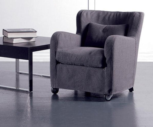 Contemporary armchair - MICROMILLA - marac srl - fabric / on casters