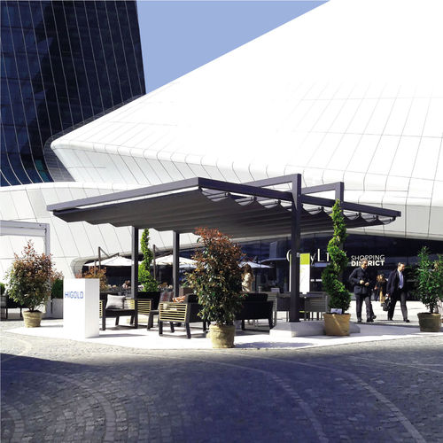Self-supporting pergola - ALBATRO - Giulio Barbieri S.r.l. - wall-mounted / aluminum / PVC