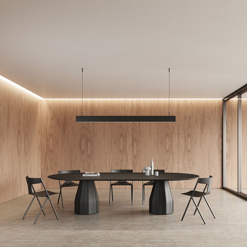 Contemporary boardroom table - BURIN - Steelcase - marble / metal base / rectangular