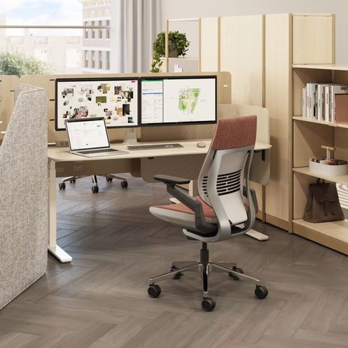 Height-adjustable desk - MIGRATION PRO - Steelcase - free-standing / contemporary / metal